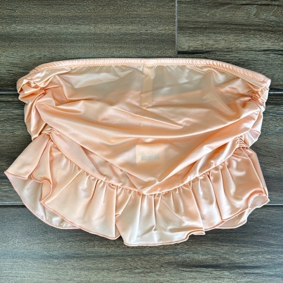 NWT By Anthropologie Strapless Ruffled Bandeau Top in Peach - Picture 9 of 11